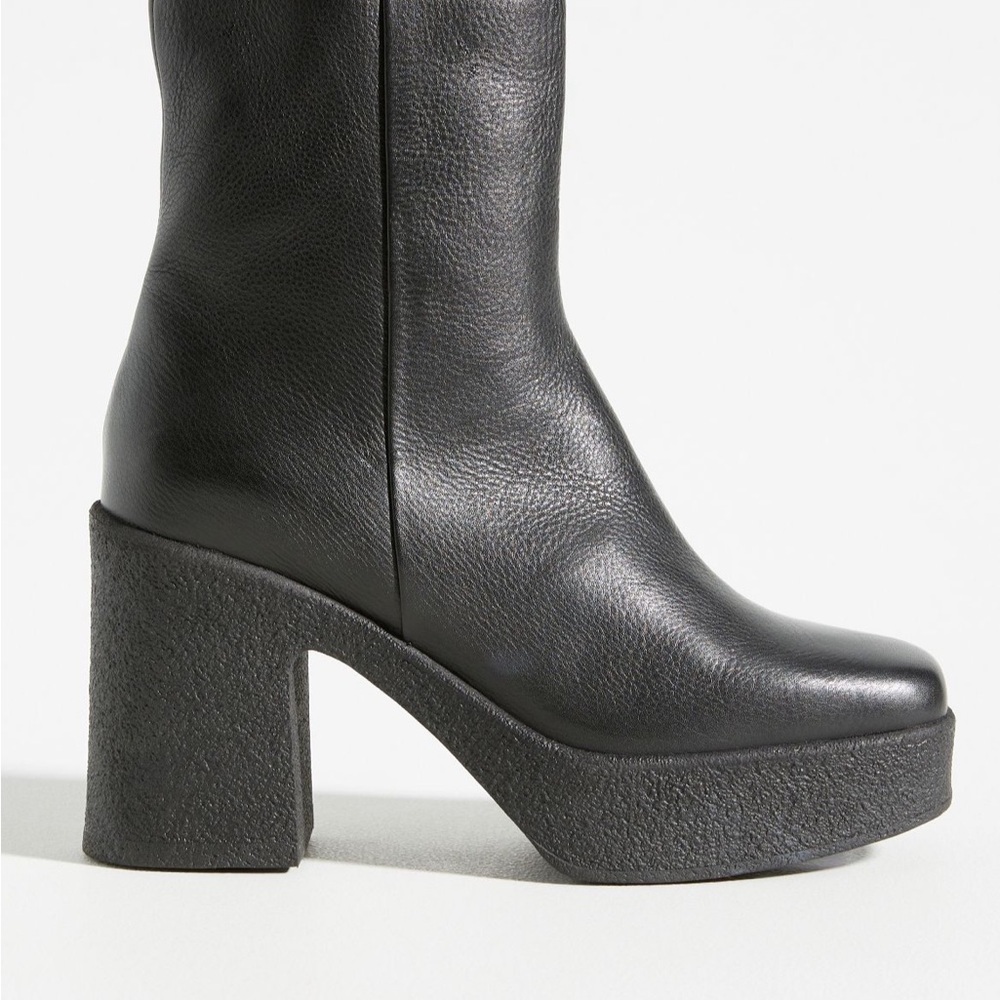 Black Platform Leather Boots